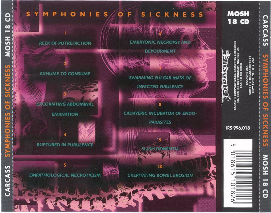 本国Earache盤】Carcass / Symphonies Of Sick - レコード